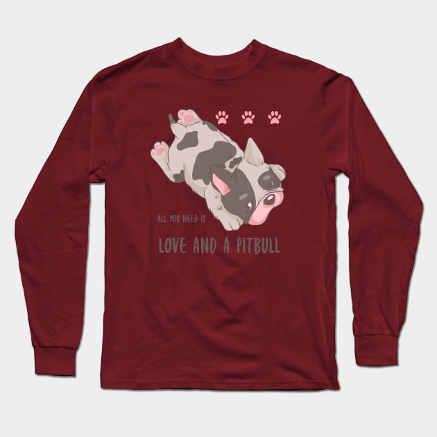 Happiness is being loved by a pit bull Long Sleeve T-Shirt by Your_wardrobe